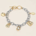 Geometric Textured Charm Toggle Charm Bracelet
