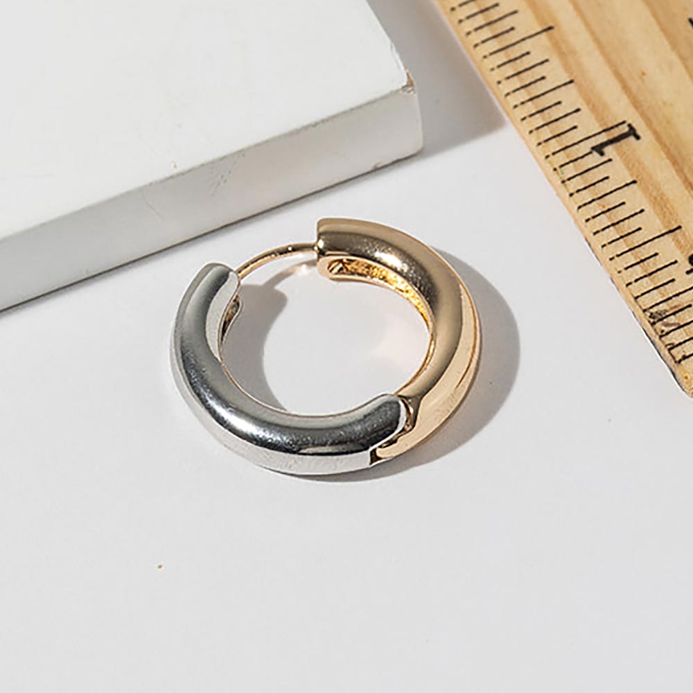 Two Tone 1x1 Size Huggie Earrings